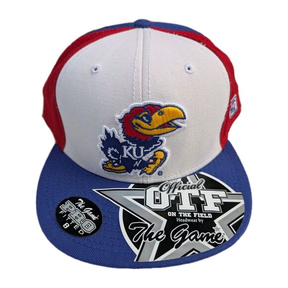 NEW Kansas Jayhawks THE GAME PRO Fitted Hat Size 8 Cap OTF (On THE FIELD) - Picture 1 of 9